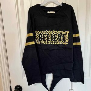 C&C California Kids Black‎ & Gold 'Believe' Graphic Sweatshirt Size 10/12